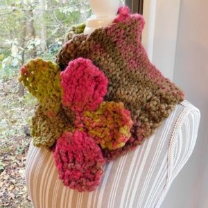 Artisan made boho flower neck crawl scarf
